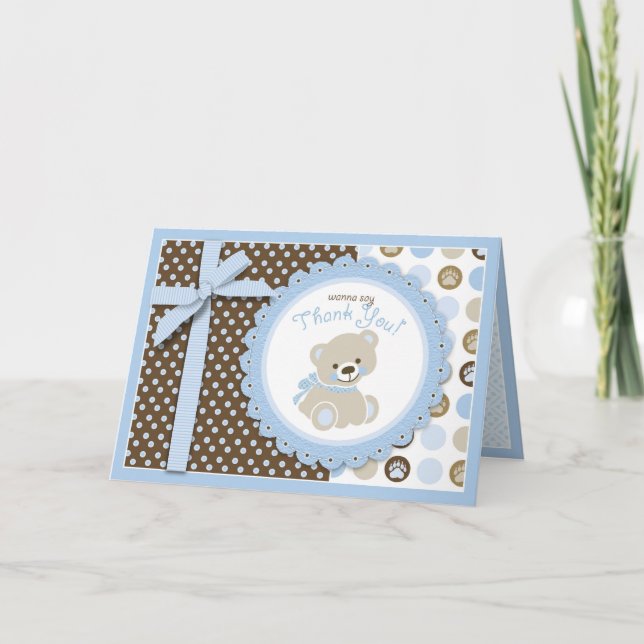 Boy Teddy Bear Thank You Card (Front)