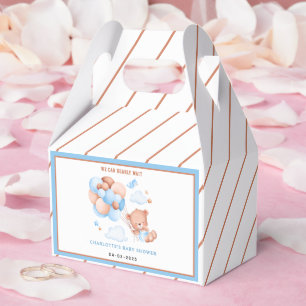 Boy Teddy Bear “We Can Bearly Wait” Baby Shower Favor Boxes