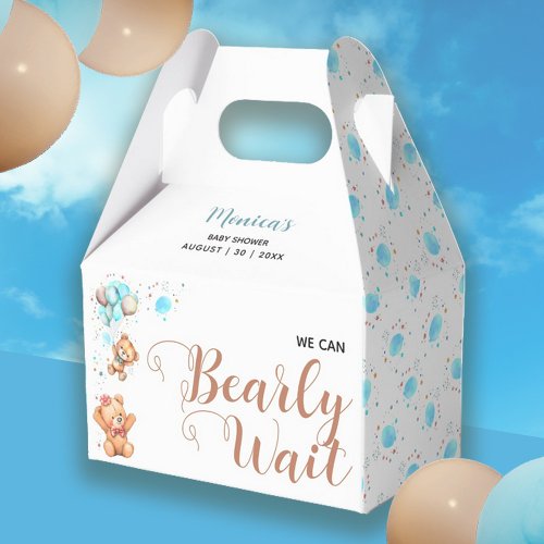 Boy Teddy Bear We Can Bearly Wait Baby Shower Favor Boxes