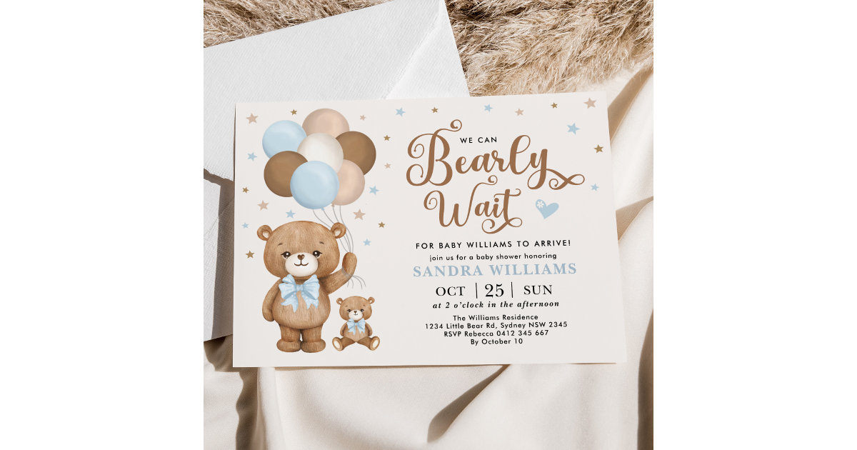 Bearly Wait Baby Shower Invitations
