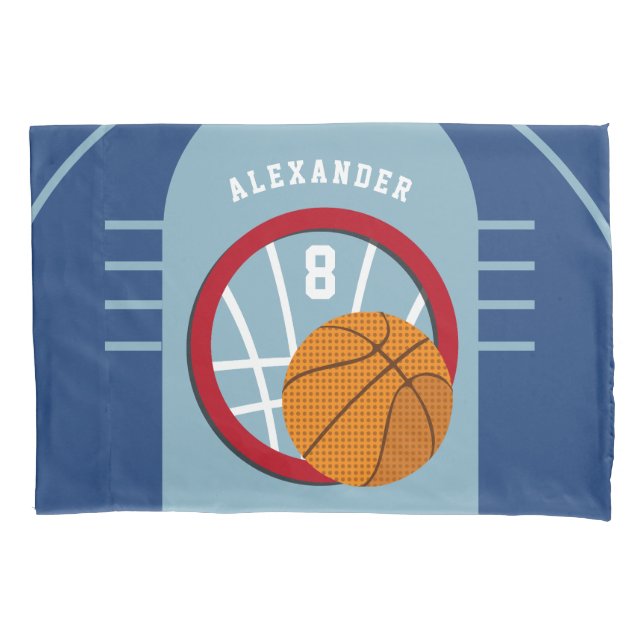 Boy Teen Basketball Court Ball Hoop Personalized Pillow Case (Front)