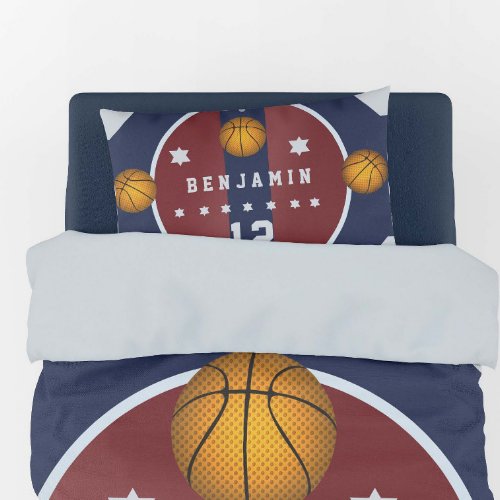 Boy Teen Basketball Court Ball Stars Number Name Pillow Case