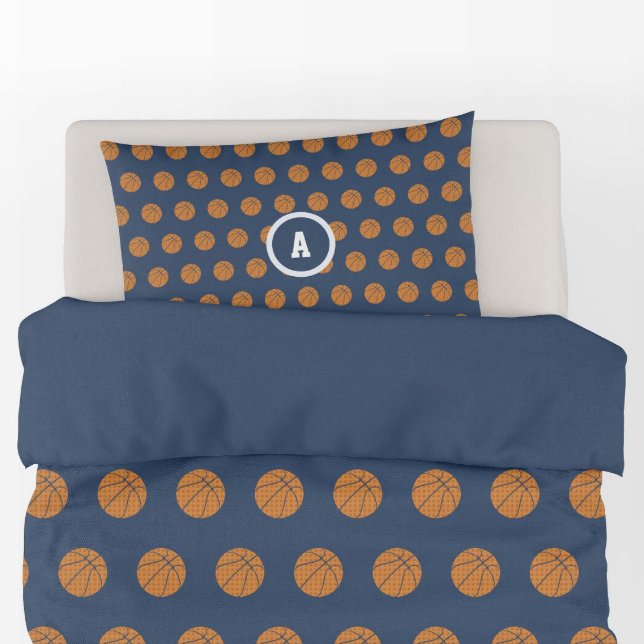 Boy Teen Basketball Sports Blue Athlete Monogram Pillow Case (Creator Uploaded)