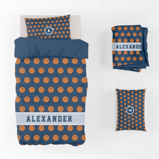 Boy Teen Basketball Sports Blue Customized Athlete Duvet Cover (Creator Uploaded)