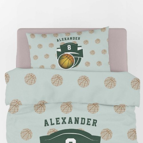 Boy Teen Basketball Sports Green Athlete Number Pillow Case