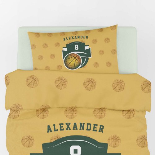 Boy Teen Basketball Sports Green Yellow Number Pillow Case