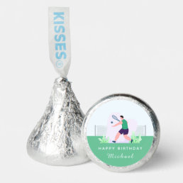 Boy Tennis Player Birthday Silhouette Kids Name Hershey&#174;&#39;s Kisses&#174;