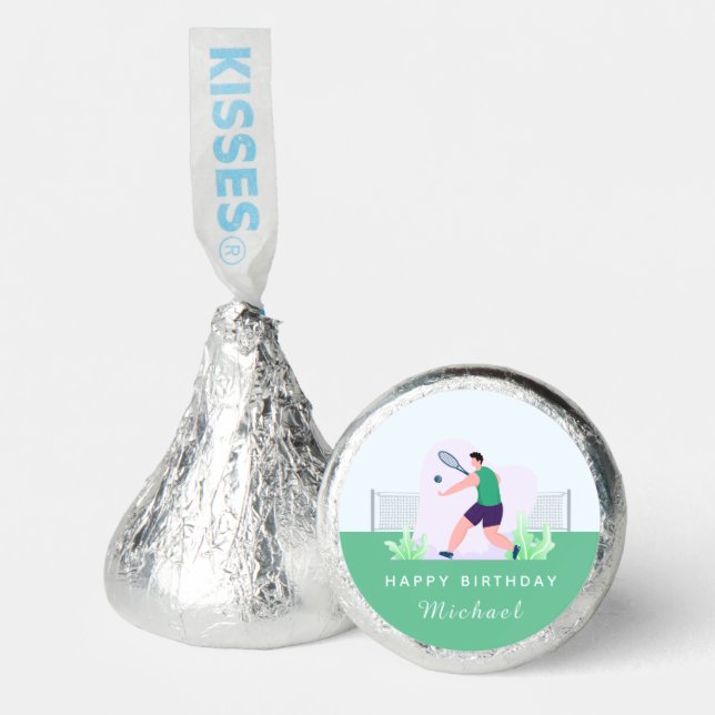 Boy Tennis Player Birthday Silhouette Kids Name Hershey®'s Kisses® (Front)