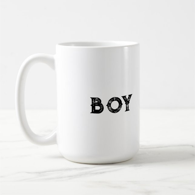 Boy Text with Black Text Color Classic Coffee Mug (Left)