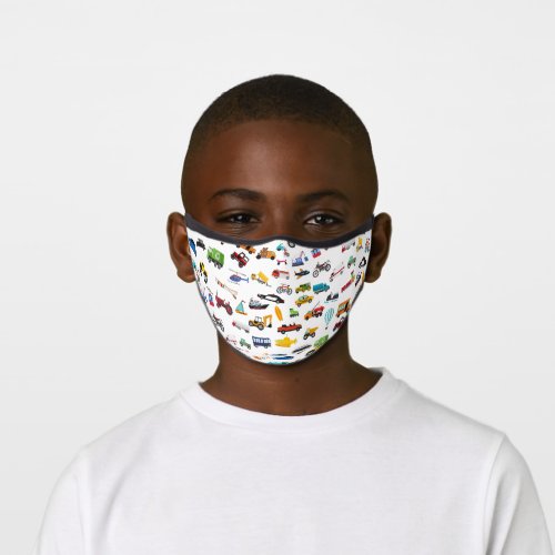 Boy Things That Move Vehicle Cars Pattern Kids Premium Face Mask