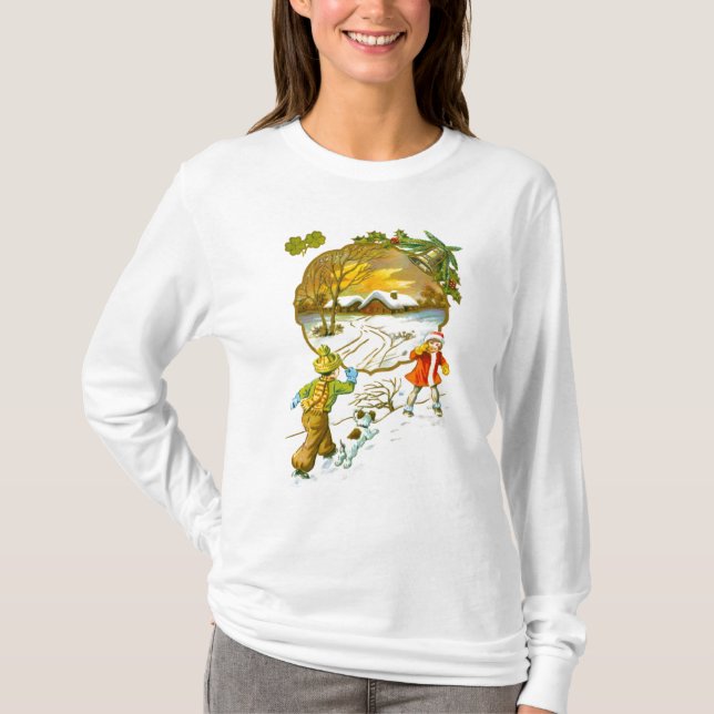 Boy throwing a snowball T-Shirt (Front)