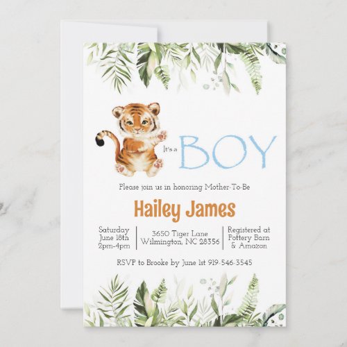 Boy Tiger Baby Shower Invitation