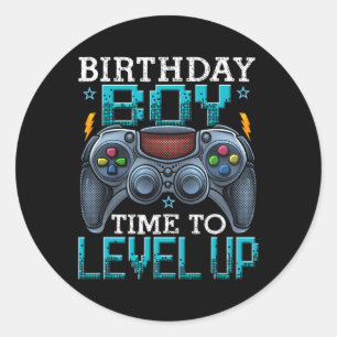Boy Time To Level Up Video Game Birthday Gamer 12 Classic Round Sticker