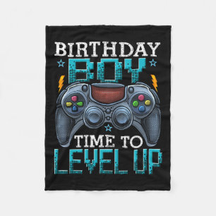 Boy Time To Level Up Video Game Birthday Gamer 12 Fleece Blanket