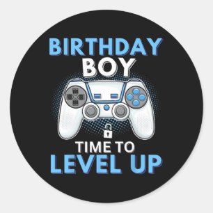 Boy Time To Level Up Video Game Birthday Gamer 8 Classic Round Sticker