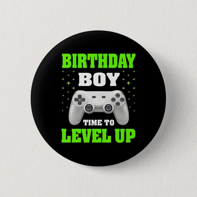 Boy Time To Level Up Video Game Birthday Gift Boys Button (Front)