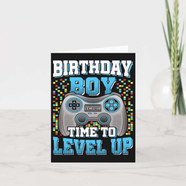 Boy Time To Level Up Video Game Birthday Kid 2  Card (Front)