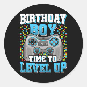 Boy Time To Level Up Video Game Birthday Kid 2 Classic Round Sticker