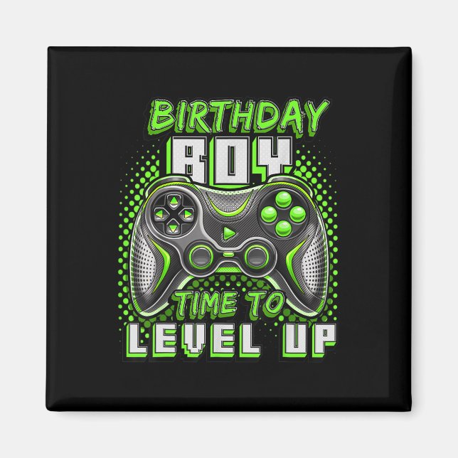 Boy Time To Level Up Video Game Birthday Party Boy Magnet (Front)