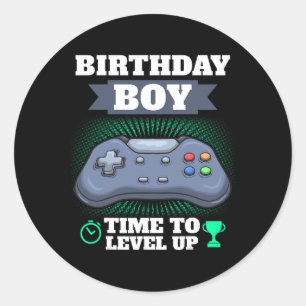Boy Time To Level Up Video Game Theme Party Gamer Classic Round Sticker