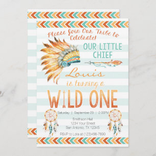 Boy Tirbal Aztec Boho Wild One Birthday Invitation