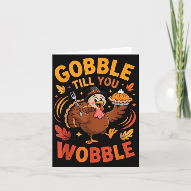 Boy Toddler Gobble Till You Wobble Turkey Funny Th Card (Front)