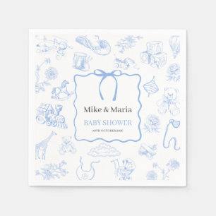 Boy Toile De Jouy Blue Baby Shower Napkins