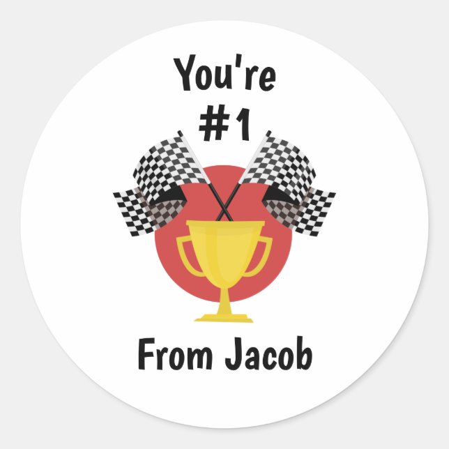 Boy Toy Car Valentine or Birthday Party Favor  Classic Round Sticker (Front)