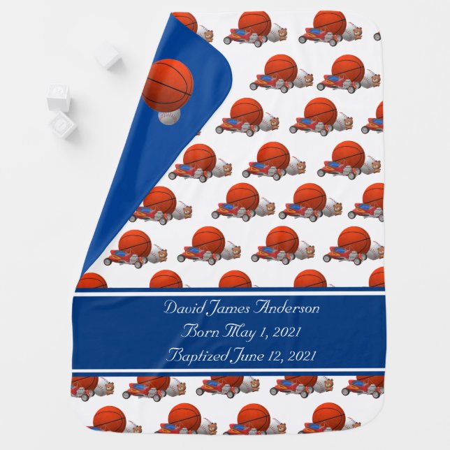 Boy Toys Themed Baby Blanket (In Situ)