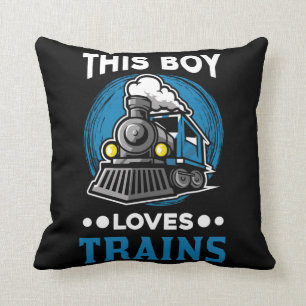 Boy Train Locomotive Throw Pillow