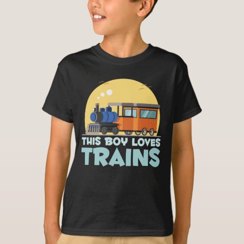 Boy Train Lover Locomotive Son Kids Trains T_Shirt