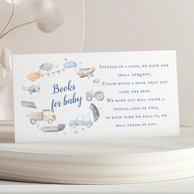 Boy Transportation Cars Baby Shower Book Request Enclosure Card (Creator Uploaded)
