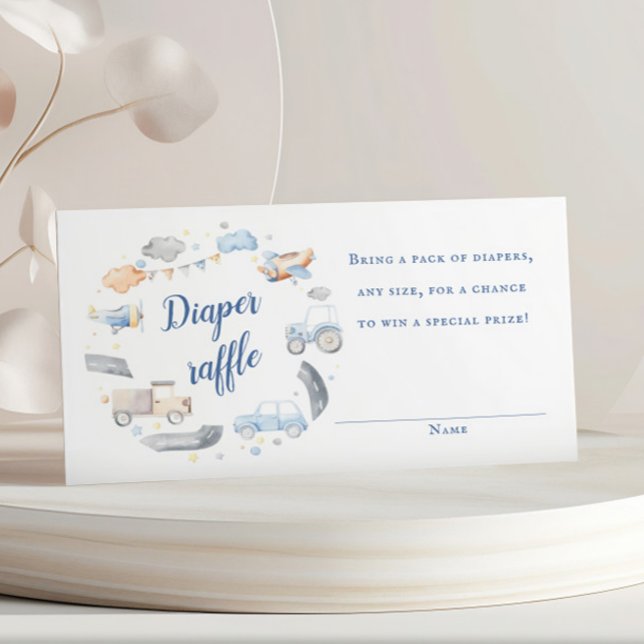 Boy Transportation Cars Baby Shower Raffle Ticket Enclosure Card (Creator Uploaded)