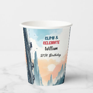 Boy Tree Fun Cliff Rock Climbing 21st Birthday Paper Cups