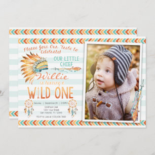Boy Tribal Boho 1st Wild One Birthday Invitation
