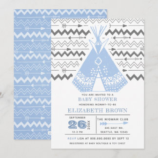 Boy Tribal TeePee Baby Shower Invitations