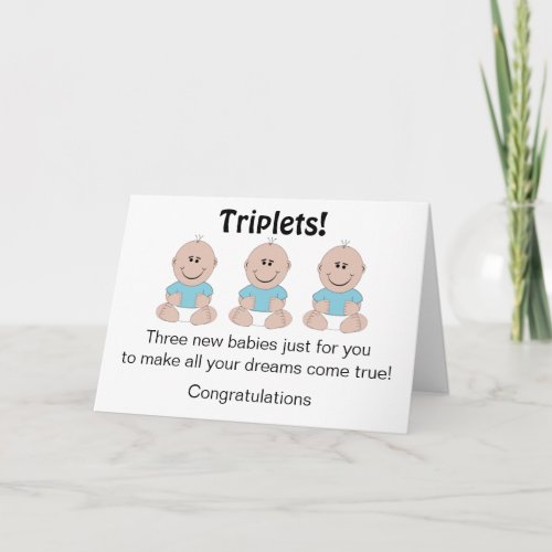 Boy Triplets New Born Baby Card