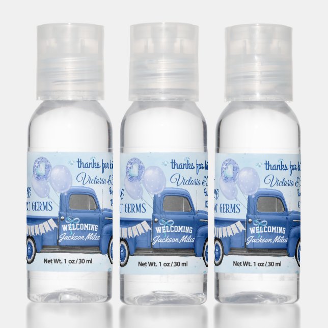 Boy Truck Drive By Baby Shower Hand Sanitizer (Set)