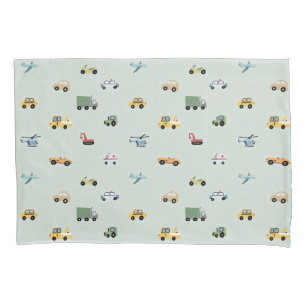 Boy truck, vehicle pattern pillow case