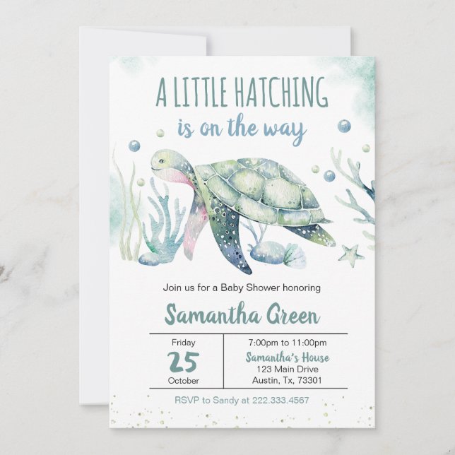 Boy Turtle Baby Shower Invitation (Front)