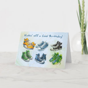 Boy Tween or Teen Birthday Cool Colorful Sneakers Card