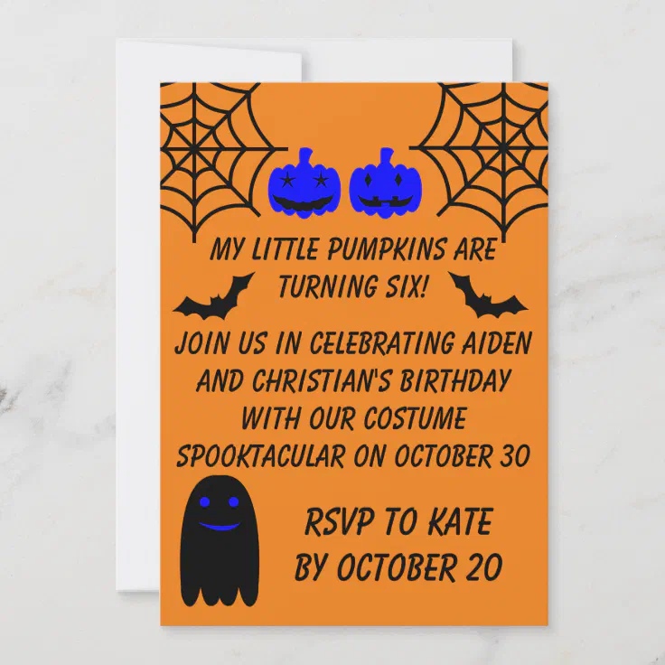 Boy Twin Party October Invitation | Zazzle