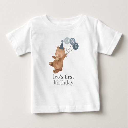 Boy Twin Right _ Bear Party Hat _ 1st Birthday Baby T_Shirt