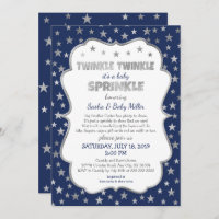 Boy Twinkle Baby Sprinkle, navy silver invitations