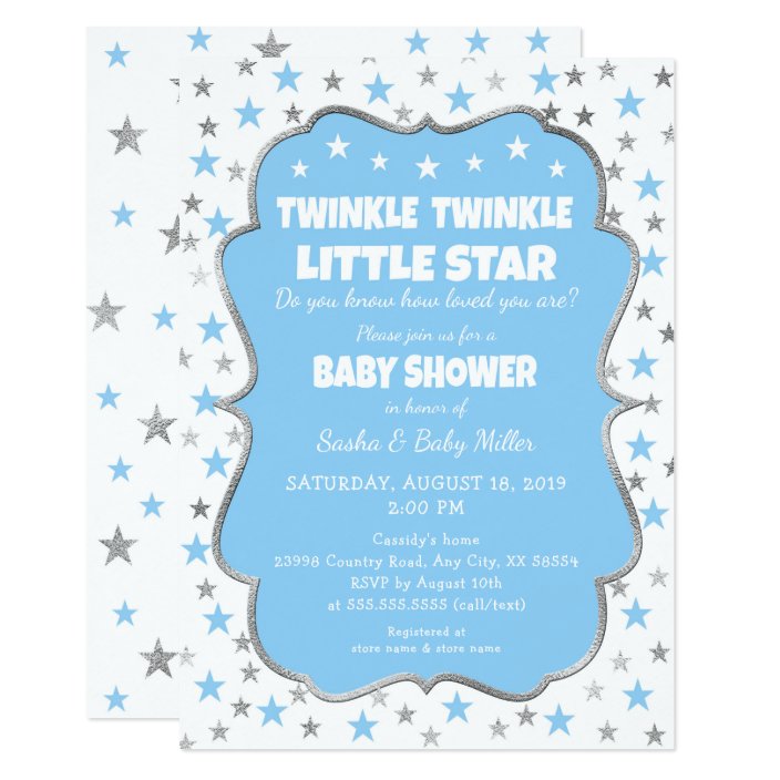 twinkle twinkle little star baby shower invitations boy