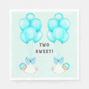 Boy Twins Baby Shower Balloons Napkins