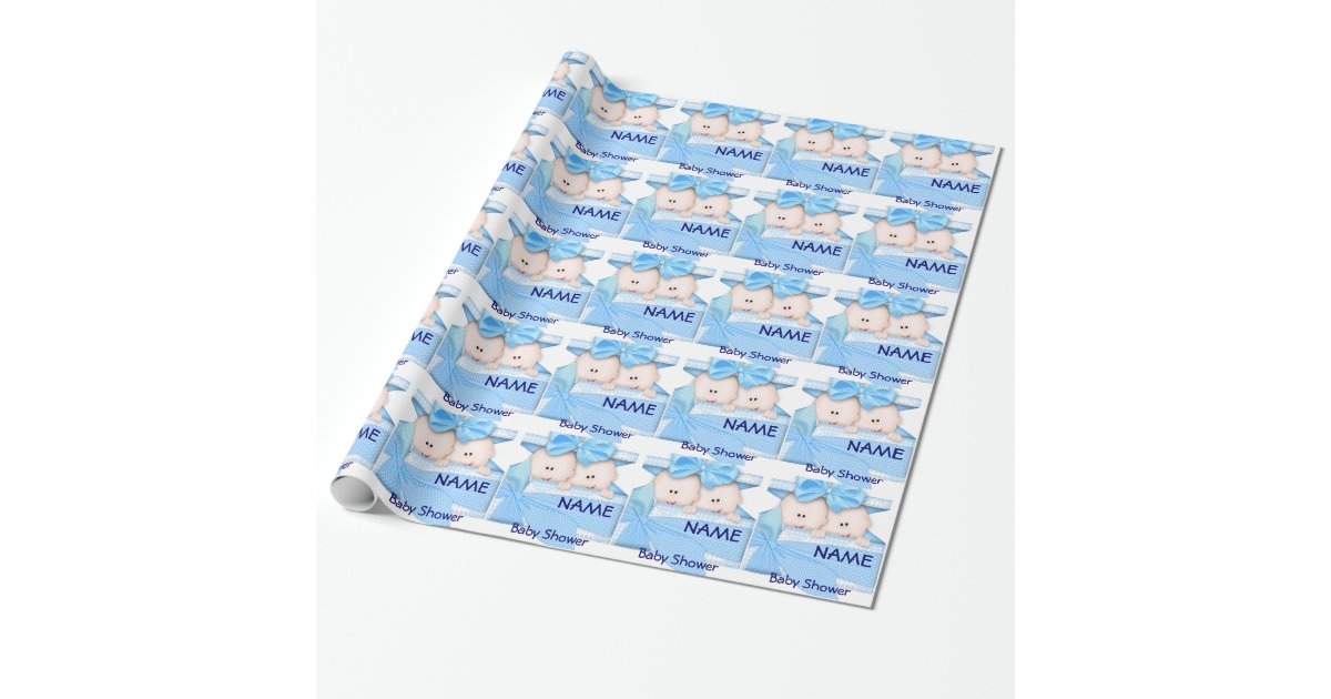 Boy Twins Baby Shower Gift Wrapping Paper Zazzle Com