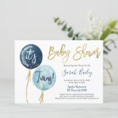 Boy Twins Baby shower Invitation (Standing Front)