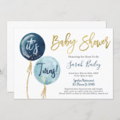 Boy Twins Baby shower Invitation (Front/Back)