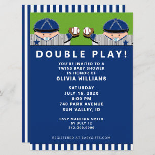 Boy Twins Baby Shower Invitation